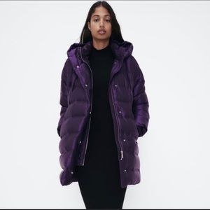 ZARA 💖Water & Wind Repellent Eggplant Lightweight Down Puffer💖